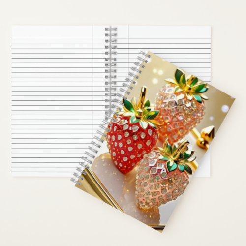 Diamond Strawberries Spiral Notebook