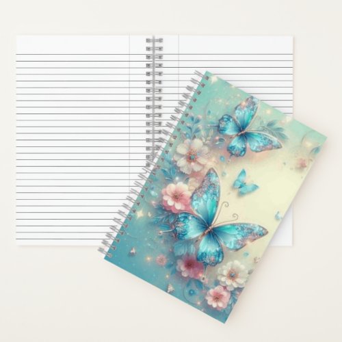 Butterfly Bliss in Blue Spiral Notebook