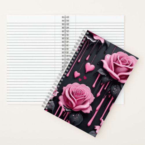 Dripping Pink Roses Spiral Notebook