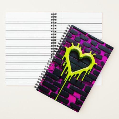Heart in Neon Spiral Notebook