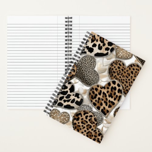 Leopard Print Hearts Spiral Notebook