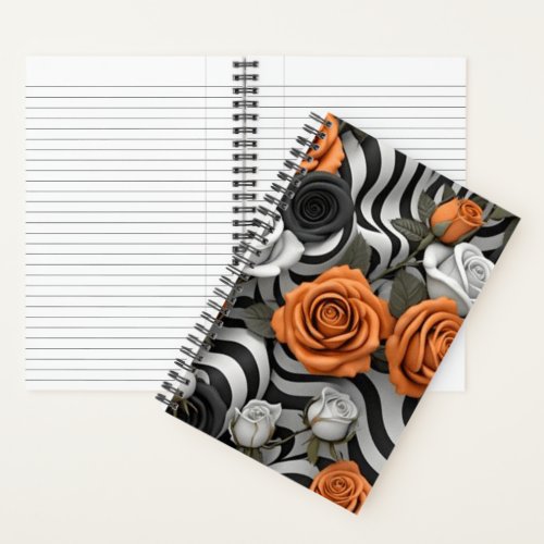 Striped Rose Elegance Spiral Notebook